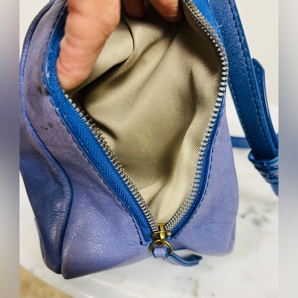 American Leather Co. Periwinkle Blue Leather Shoulder Bag - Picture 6 of 16